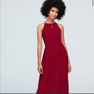 Floor length Cranberry Bridesmaid Dress